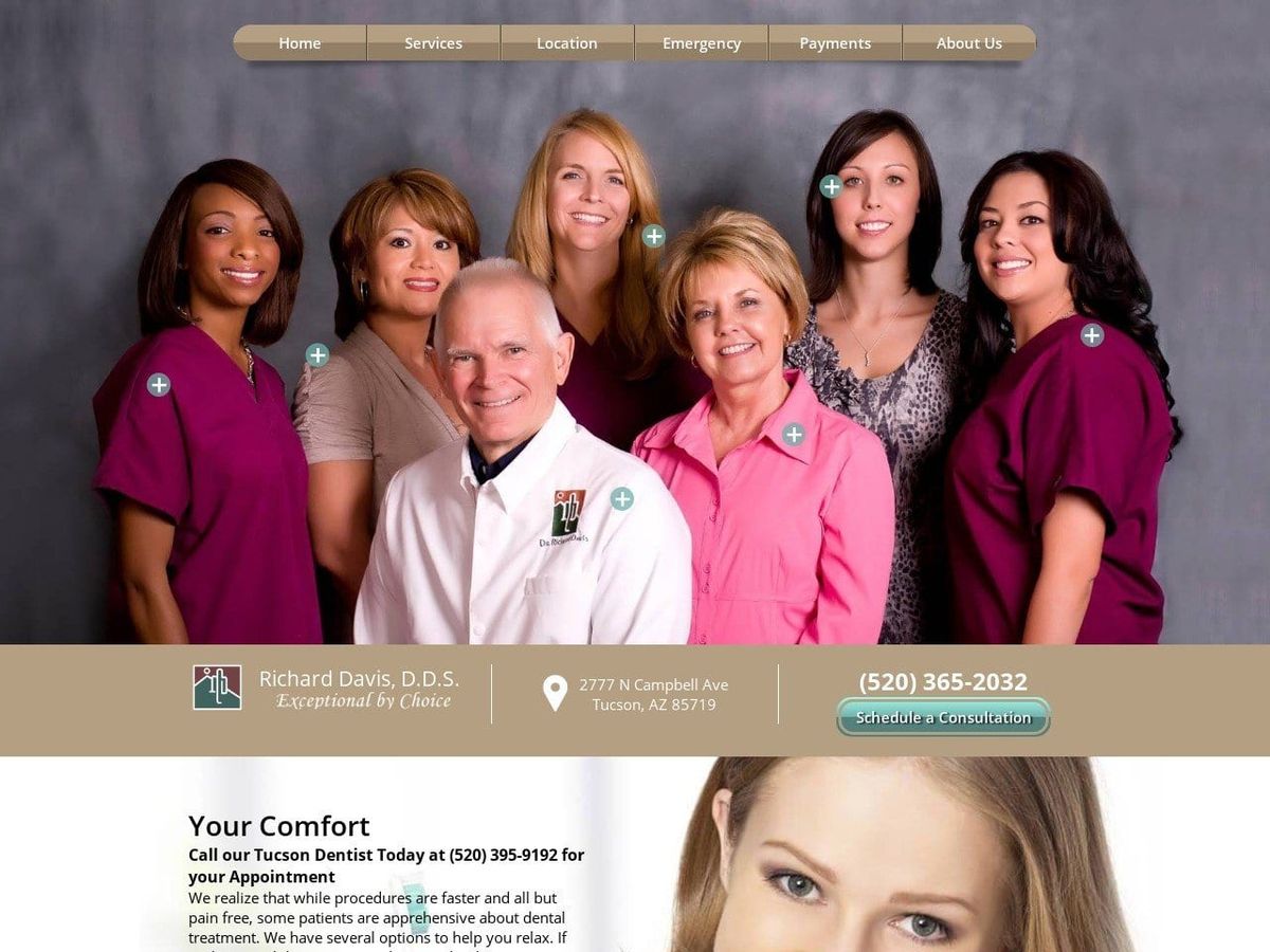 Richard Davis D.D.S. Website Screenshot from dentists-tucson.com