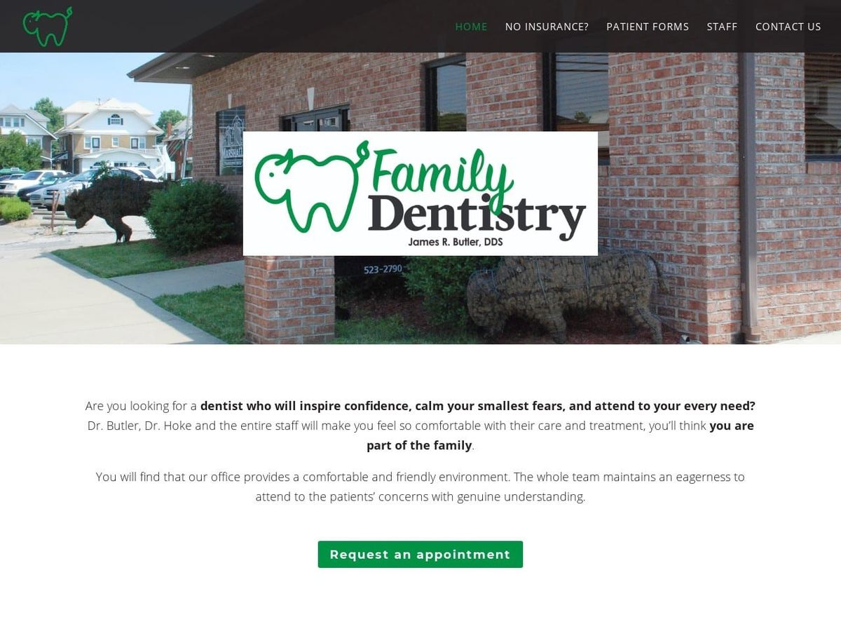 James Butler Dentist Website Screenshot from dentists4theherd.com