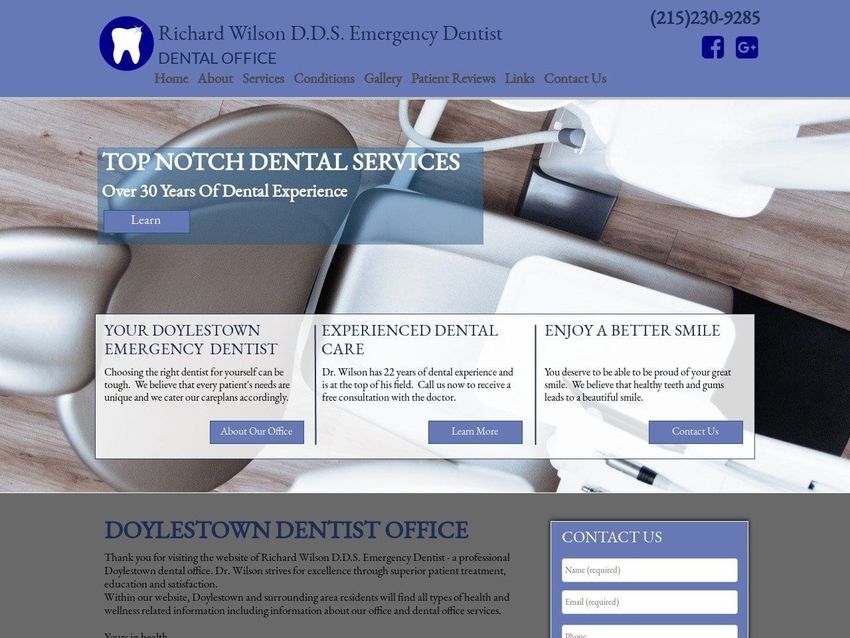 University Website Screenshot from dentistsindoylestown.com