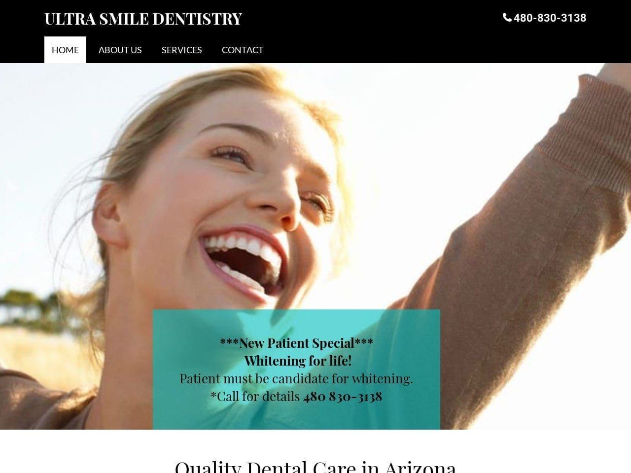 Ultra Smile Dentistry Dr. Farid Ebrahim Website Screenshot from dentistsinmesaarizona.com