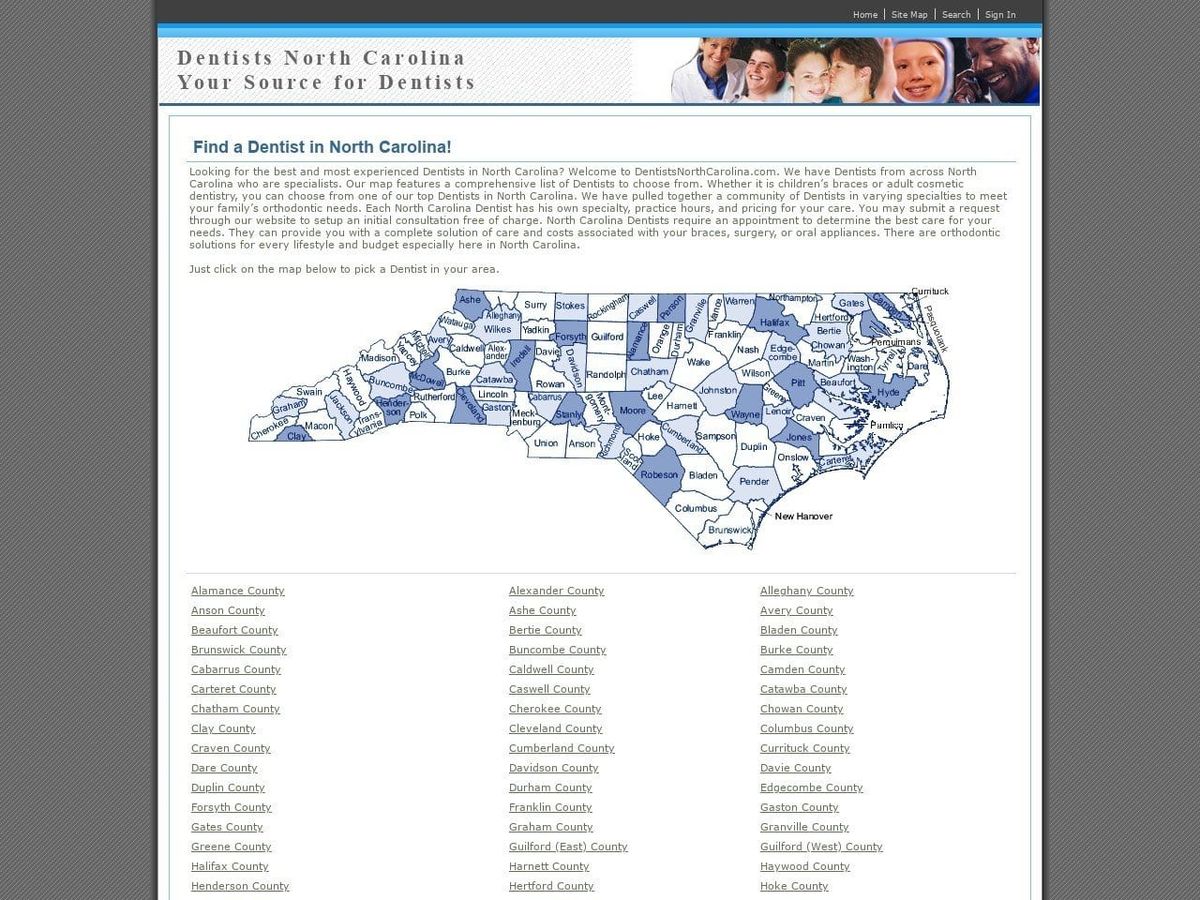 Dentistsnorthcarolina Website Screenshot from dentistsnorthcarolina.com