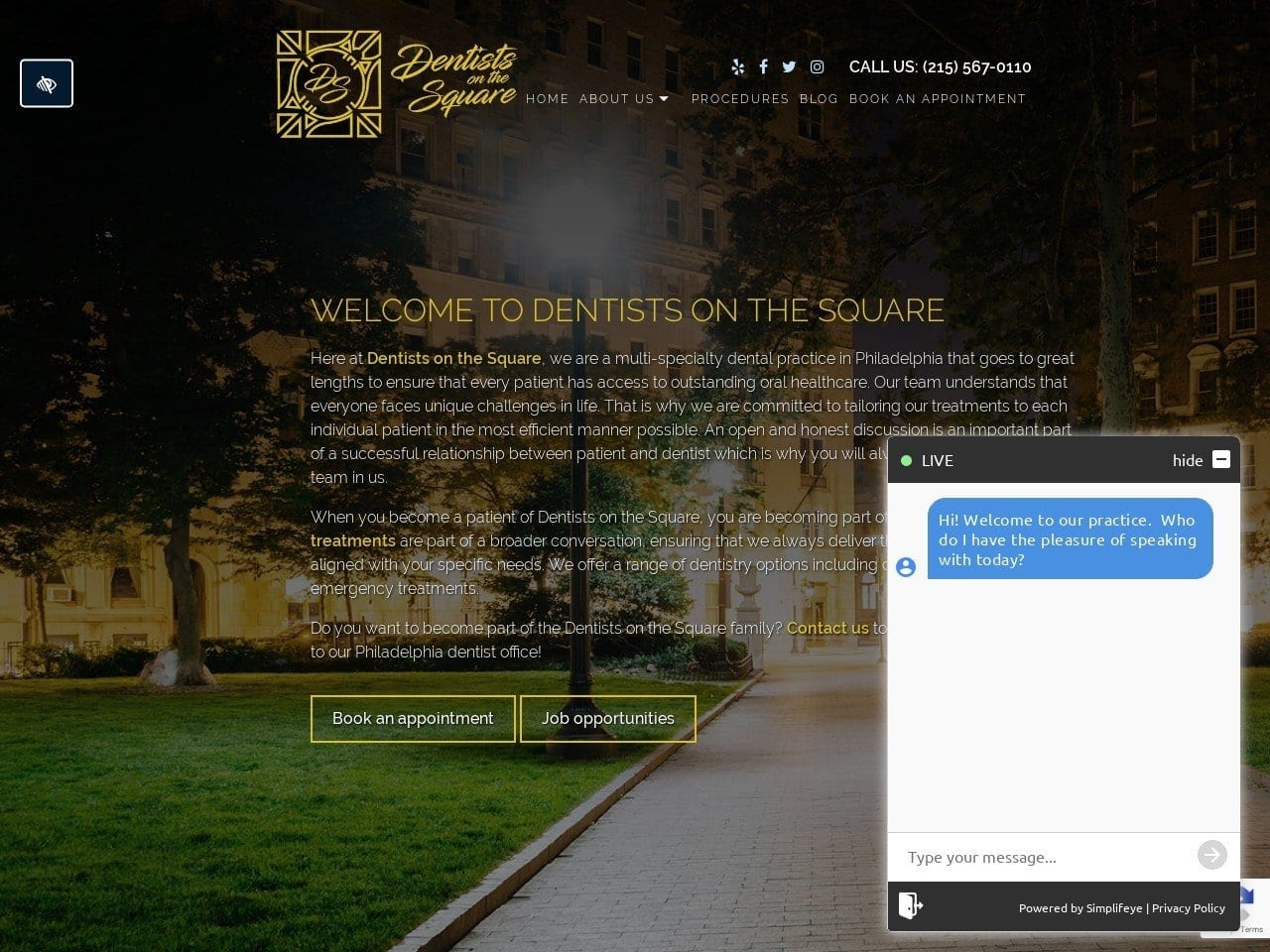 Dentists On The Square Website Screenshot from dentistsonthesquare.com