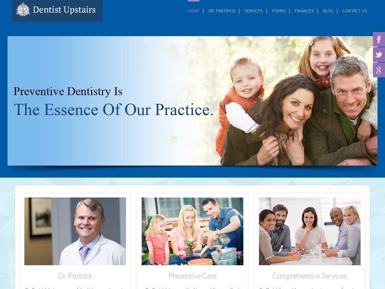 Jeremiah N. Partrick Jr. DDS Website Screenshot from dentistupstairs.com