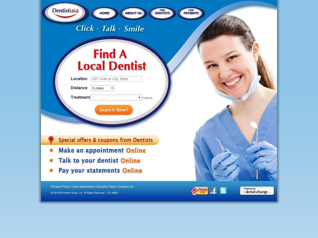 Dentistusa Website Screenshot from dentistusa.com