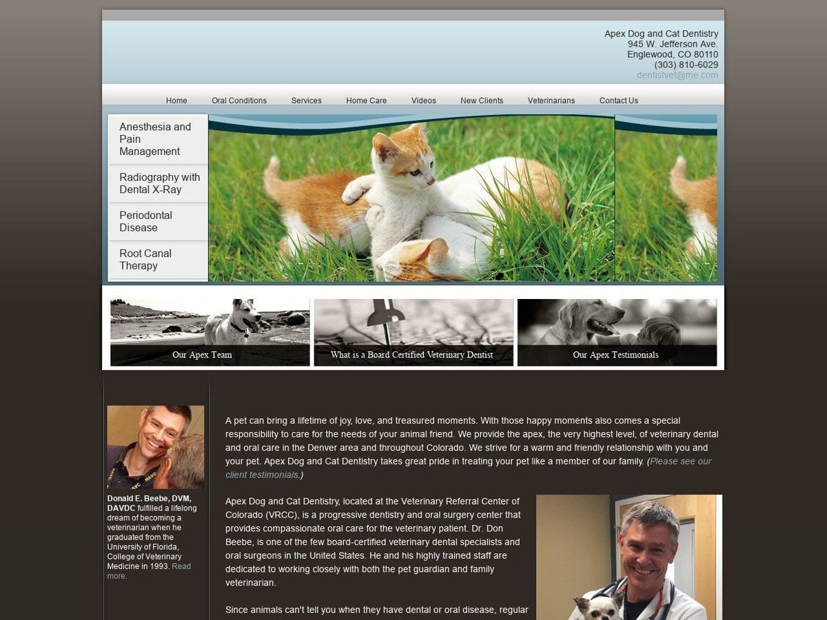 Apex Dog And Cat Dentist Website Screenshot from dentistvet.com