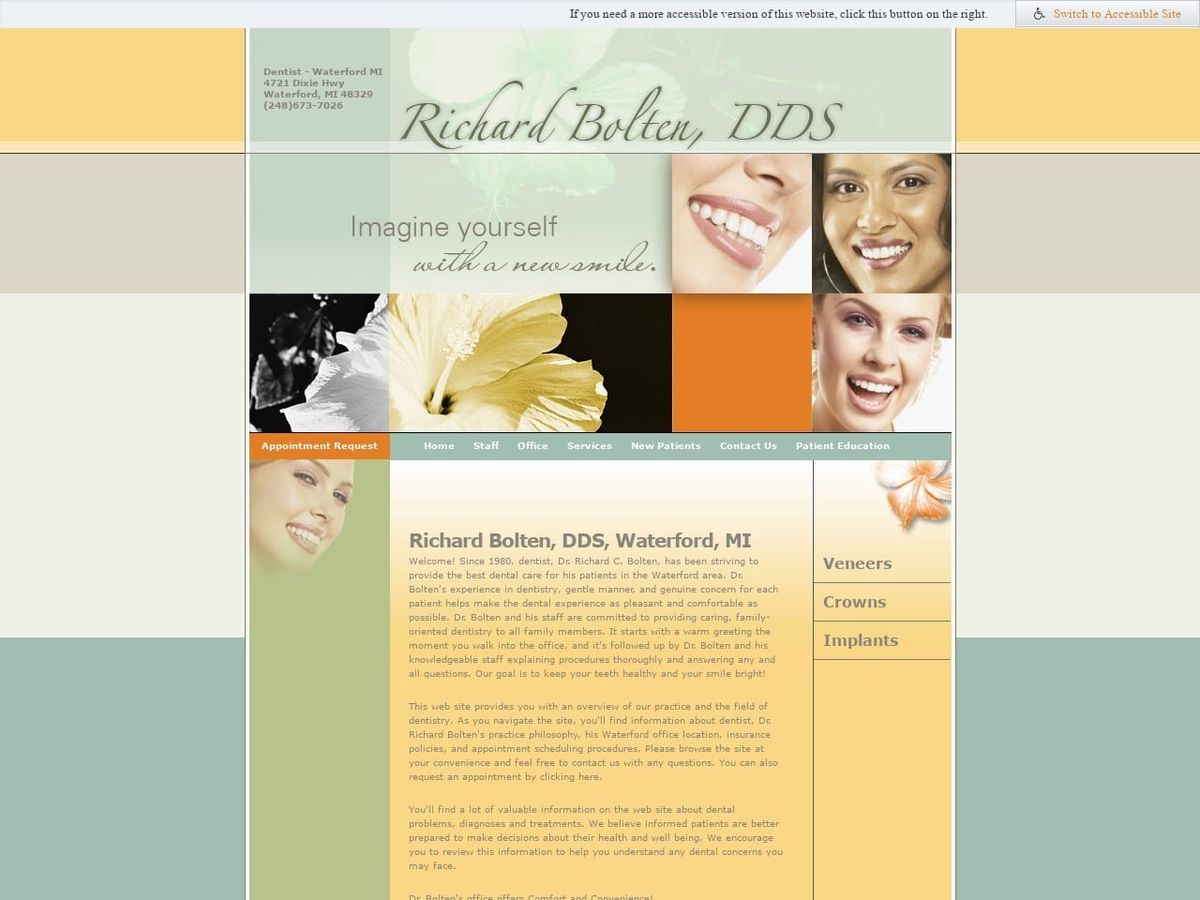 Richard Bolten DDS Website Screenshot from dentistwaterford.com