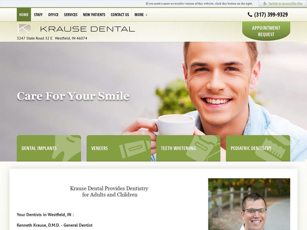 Krause Dental Website Screenshot from dentistwestfieldin.com