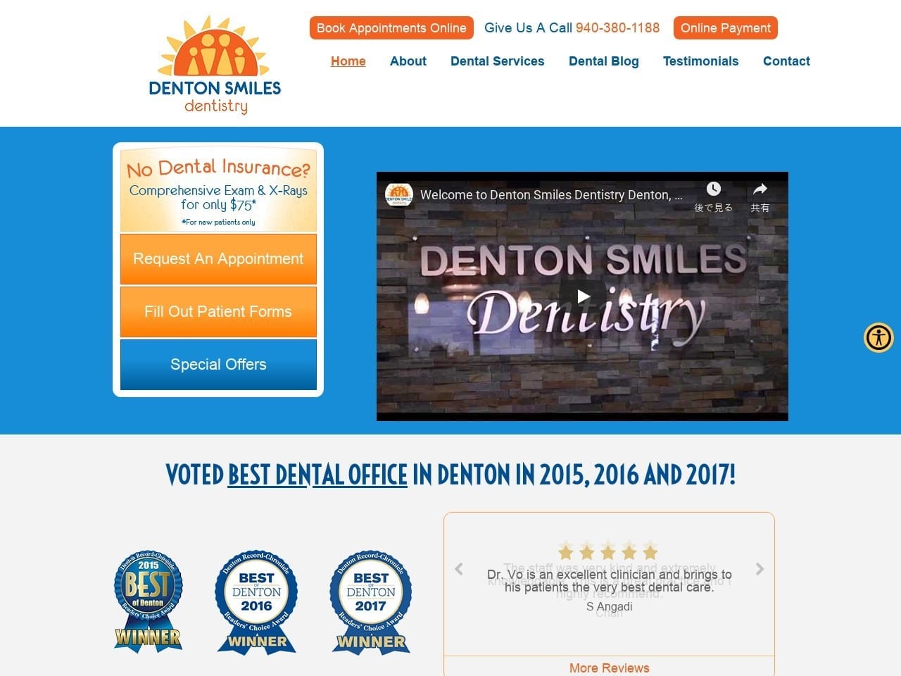 Denton Smiles Dentist Website Screenshot from dentonsmilesdentistry.com