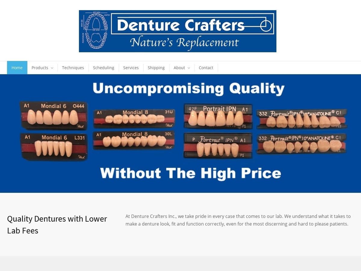 Denture Crafters Inc Website Screenshot from denturecrafters.net