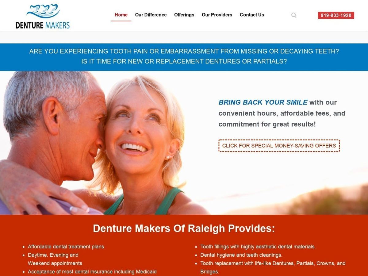 Denture Makers Website Screenshot from denturemakers.net