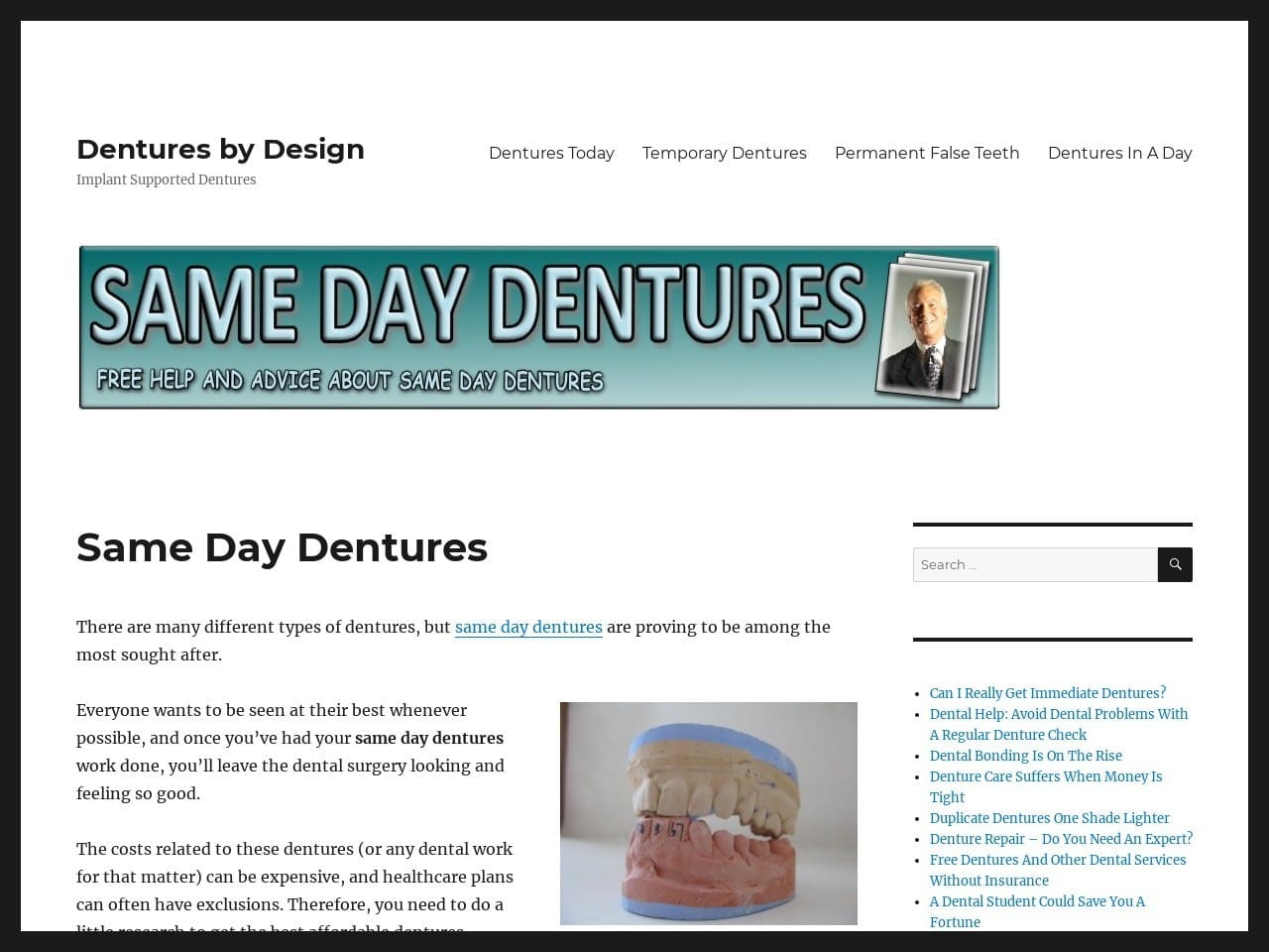 Dentures By Design Website Screenshot from denturesbydesignllc.com