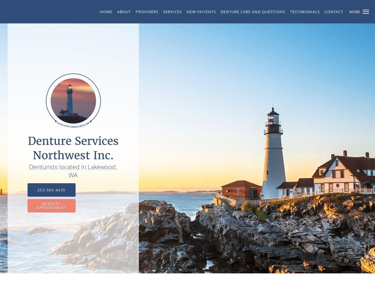 Denture Services Northwest Inc Website Screenshot from dentureservicesnw.com