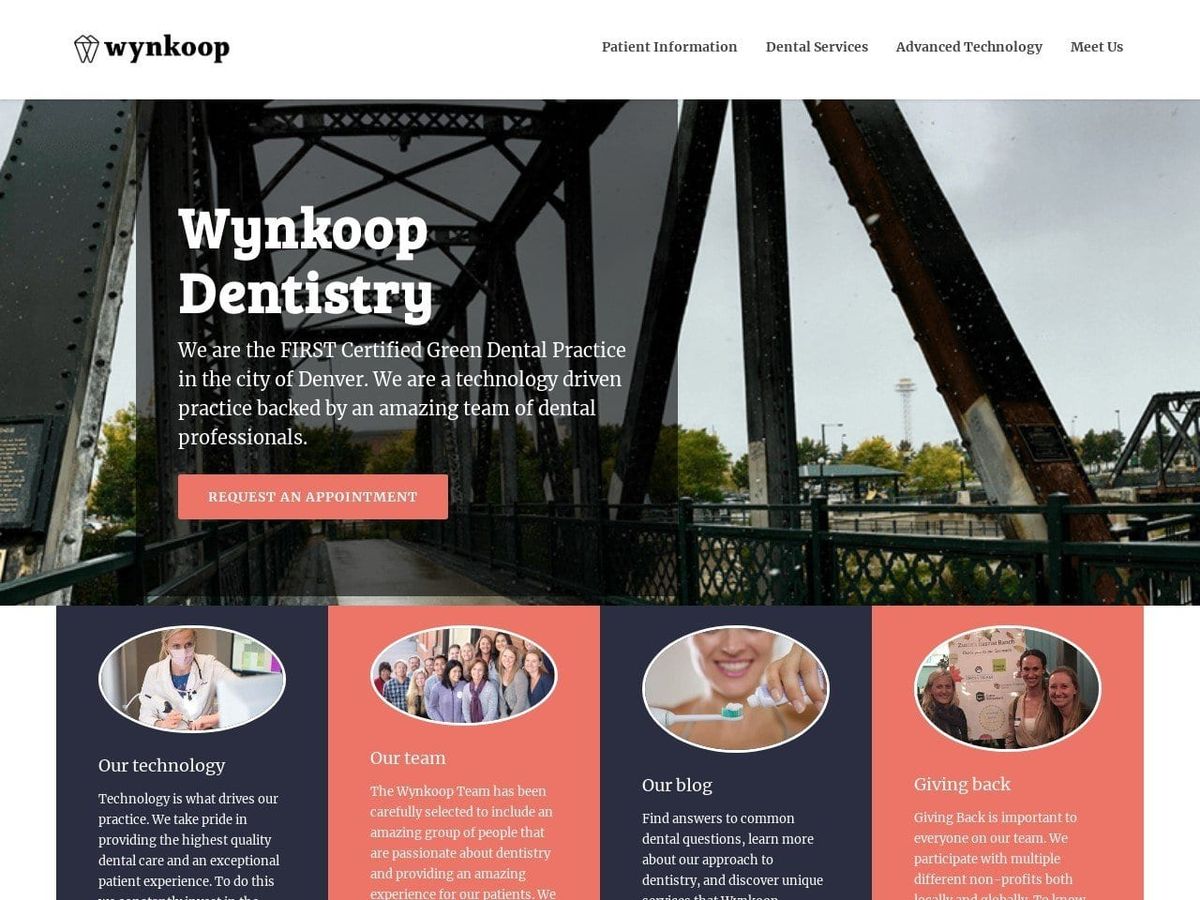 Wynkoop Dental Website Screenshot from denverwynkoopdentist.com