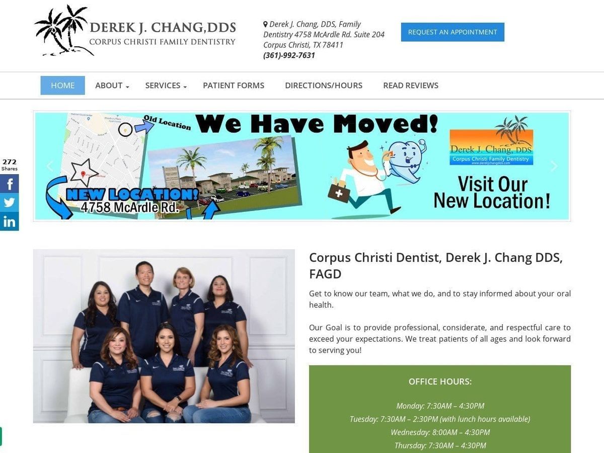 Derek J. Chang Dds Family Dentist Website Screenshot from derekjchangdds.com