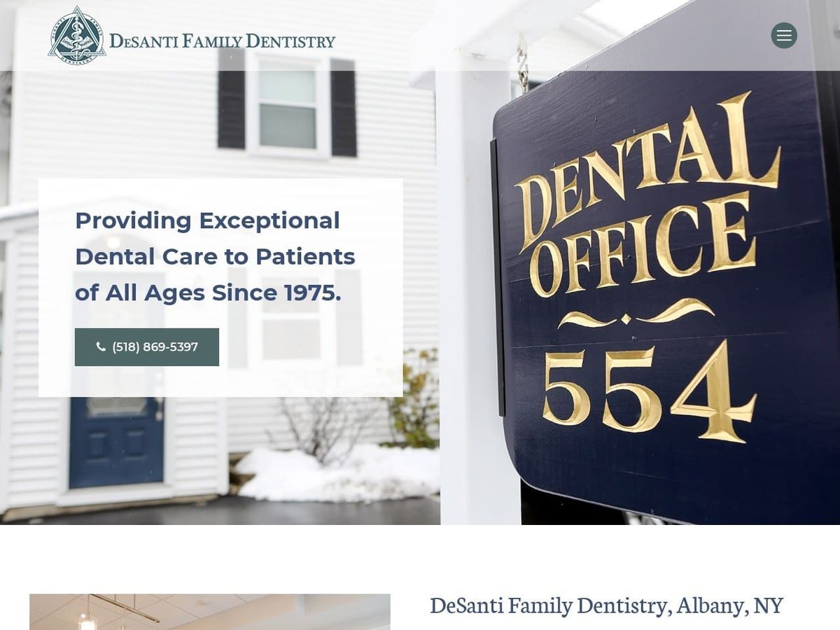 Desanti Family Dentistry Website Screenshot from desantifamilydentistry.com