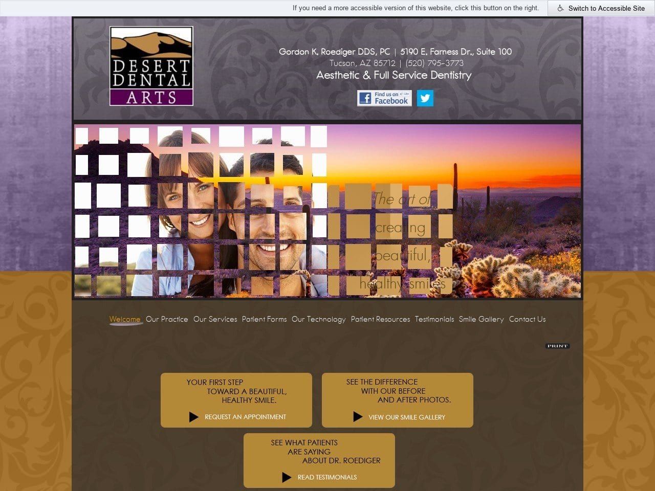 Desert Dental Arts Website Screenshot from desertdentalarts.com
