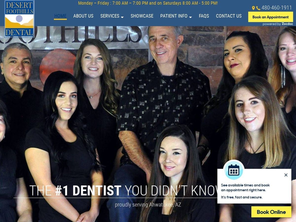 Desert Foothills Dental Website Screenshot from desertfoothillsdental.com