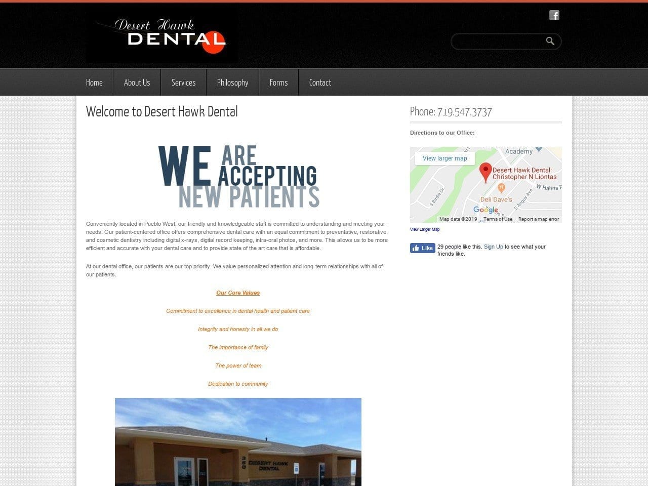 Desert Hawk Dental Website Screenshot from deserthawkdental.com