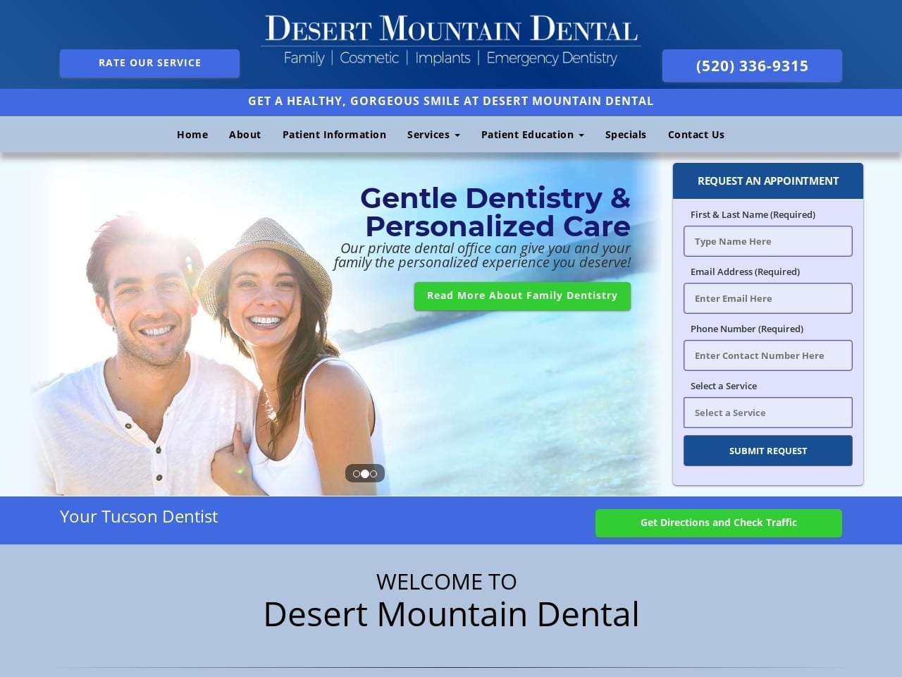 Desert Mountain Dental PC Website Screenshot from desertmountaindental.com