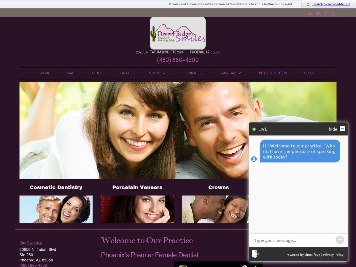 Elizabeth J. Fleming DDS/ Desert Ridge Smiles Website Screenshot from desertridgesmiles.com