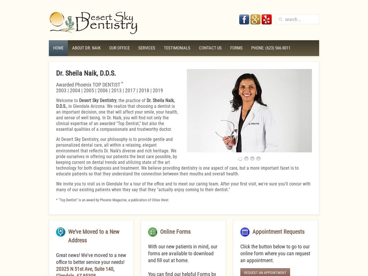 Desert Sky Dental Website Screenshot from desertskydentistry.com