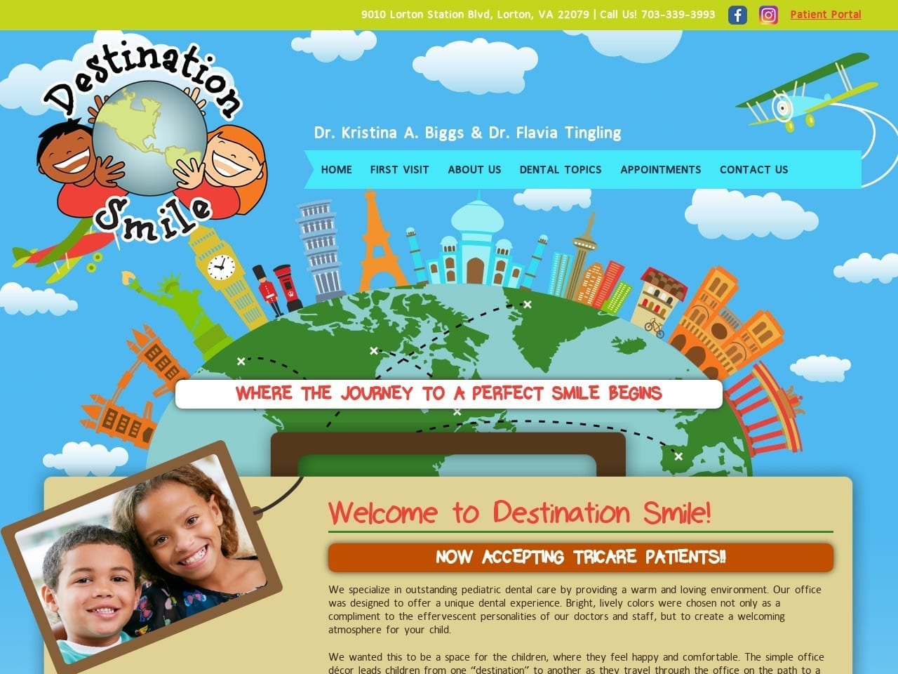 Destination Smile Pediatric Dentistry Website Screenshot from destination-smile.com