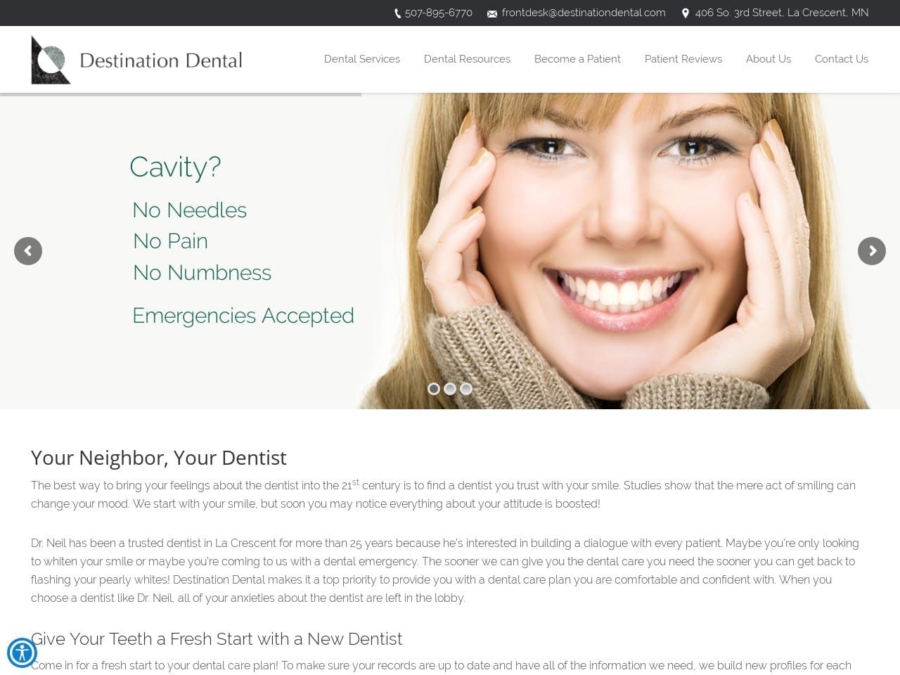 Destination Dental Website Screenshot from destinationdental.com