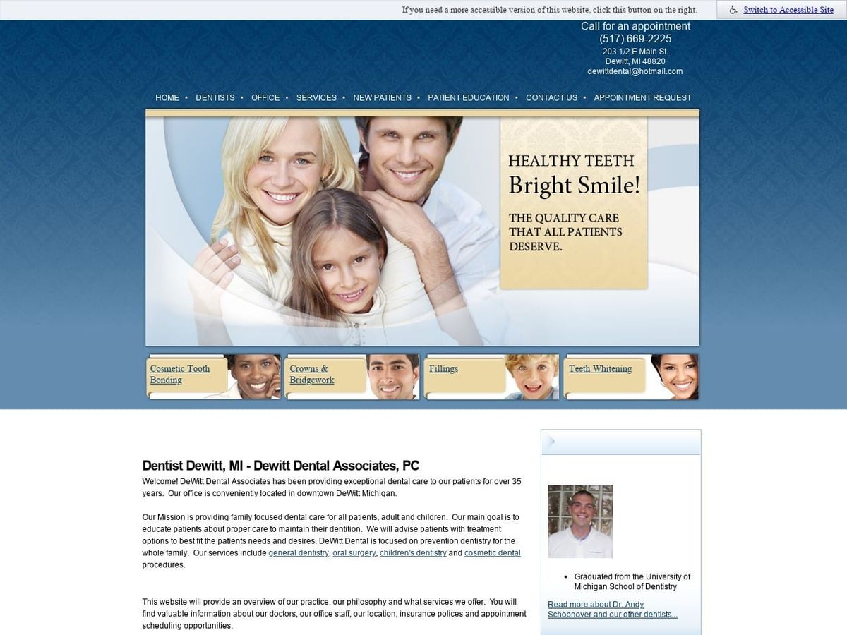 Dewitt Dental Associates Website Screenshot from dewittdental.com