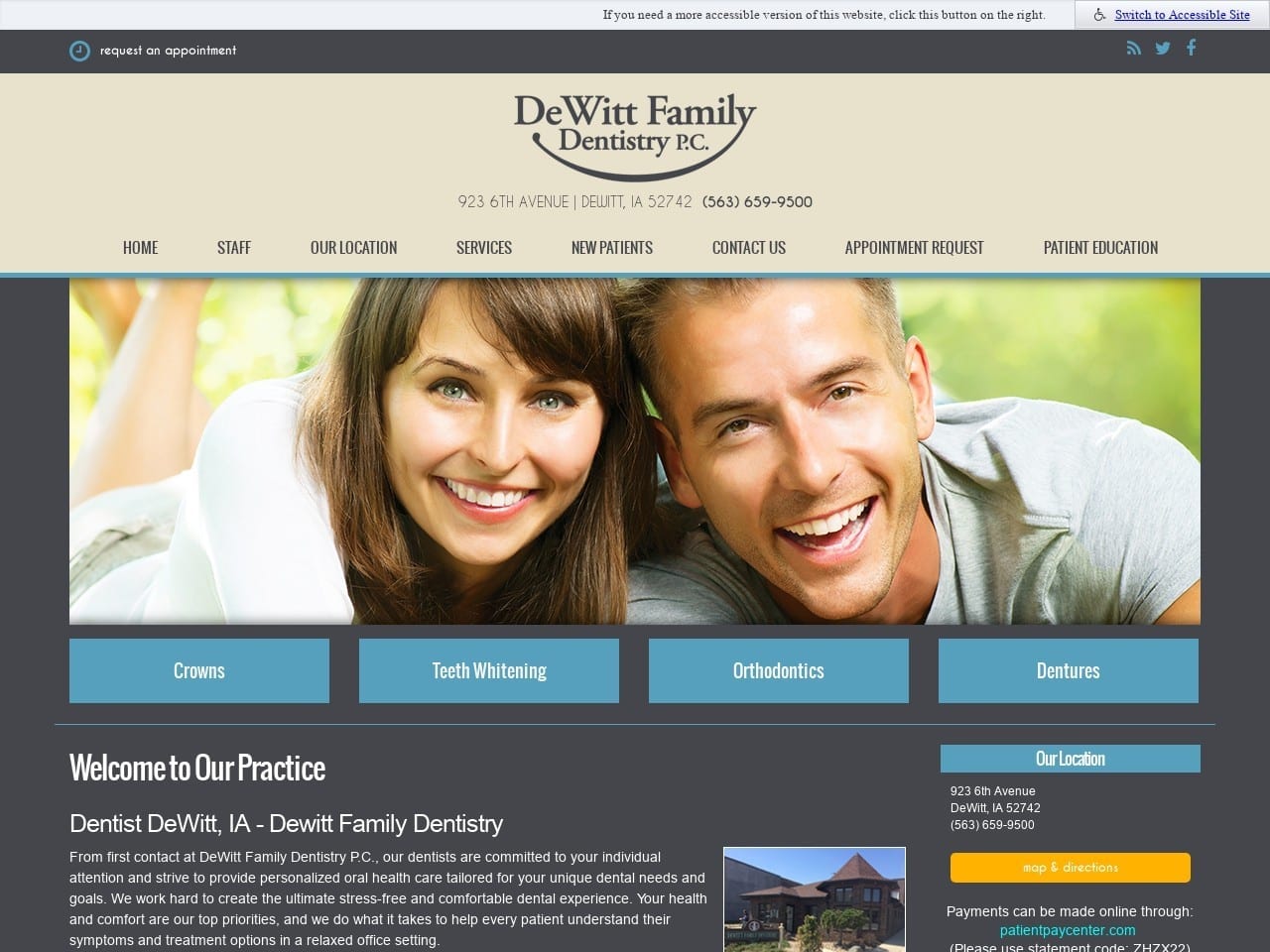 De Witt Family Dentist Website Screenshot from dewittfamilydentistry.com