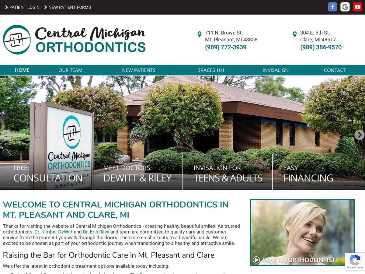 Kimber DeWitt Orthodontics Website Screenshot from dewittorthodontics.com