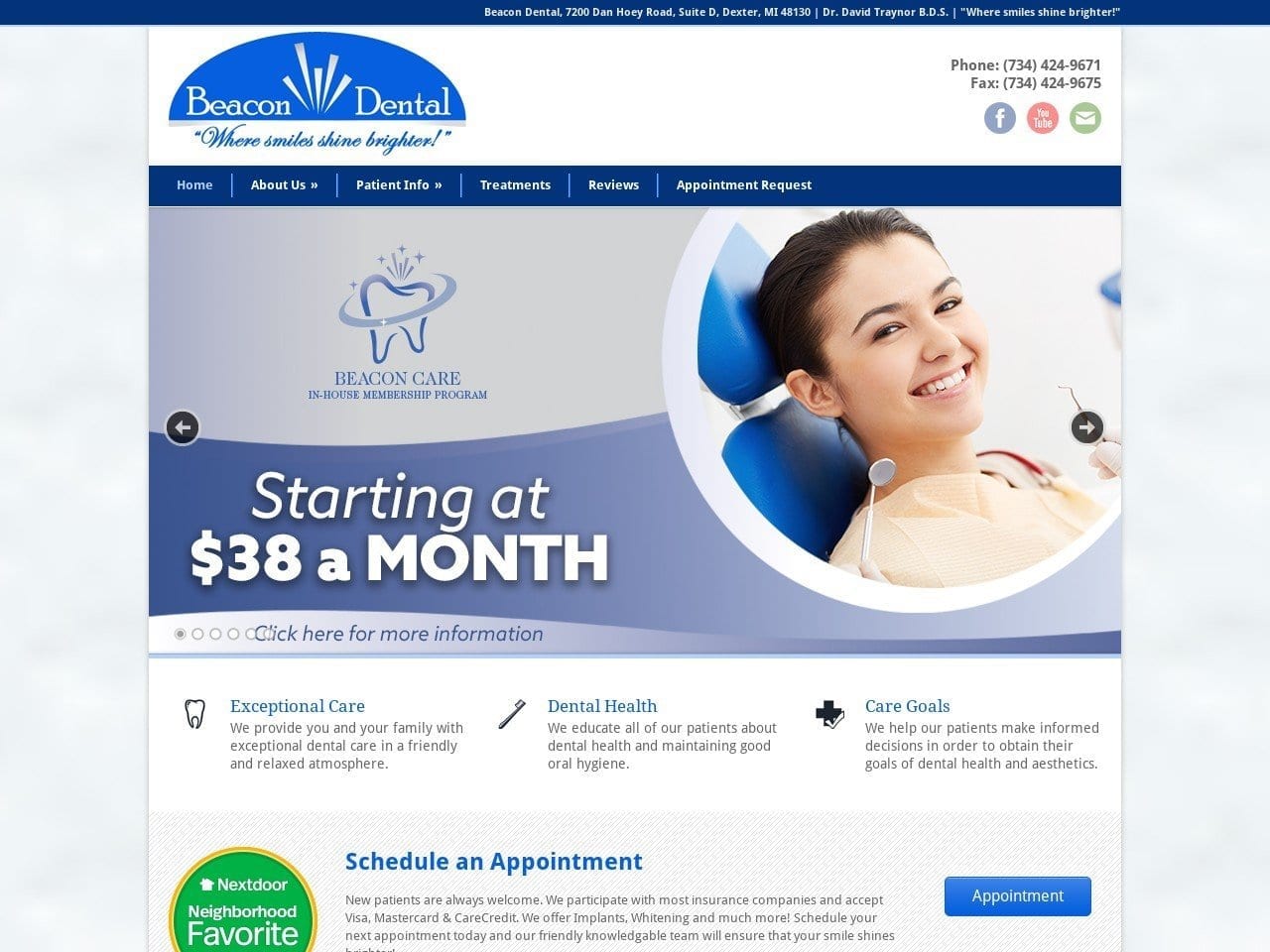 Traynor David BDS Website Screenshot from dexterbeacondental.com