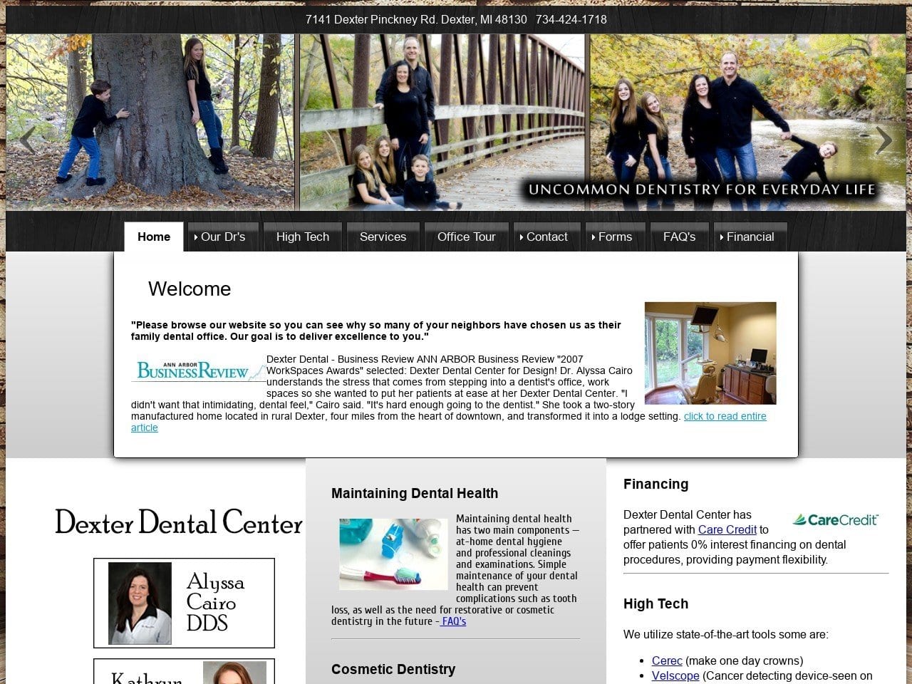 Dexter Dental Center Website Screenshot from dexterdentalcenter.com