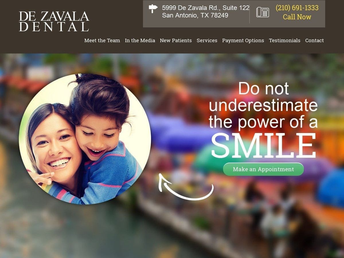 De zavala dental website screenshot from dezavala-dental. Com