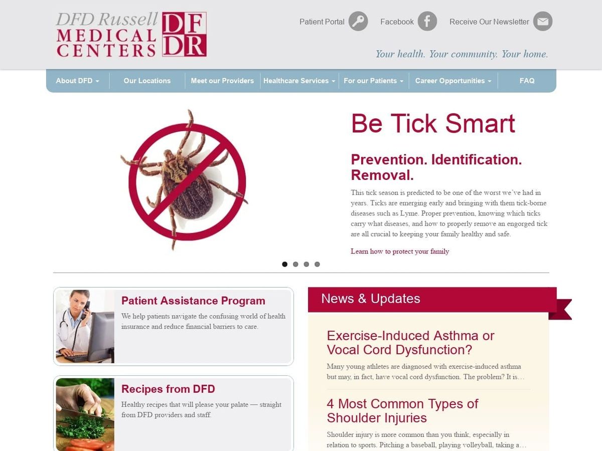 Russell Medical Center Website Screenshot from dfdrussell.org