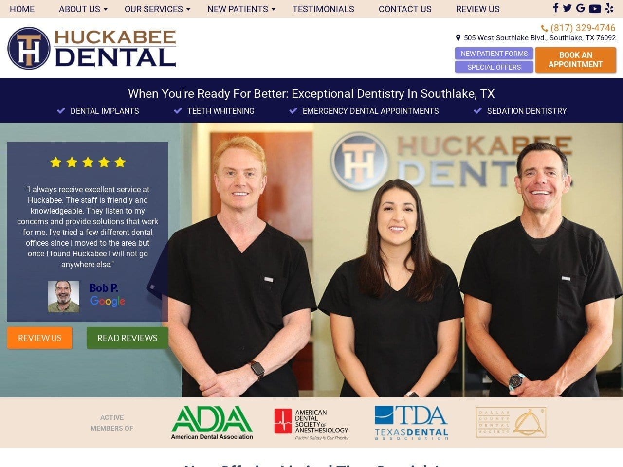 Huckabee Dental Website Screenshot from dfwdental.com