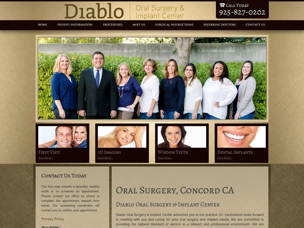 Diablo Oral Surgery and Implant Center Website Screenshot from diablo-osic.com