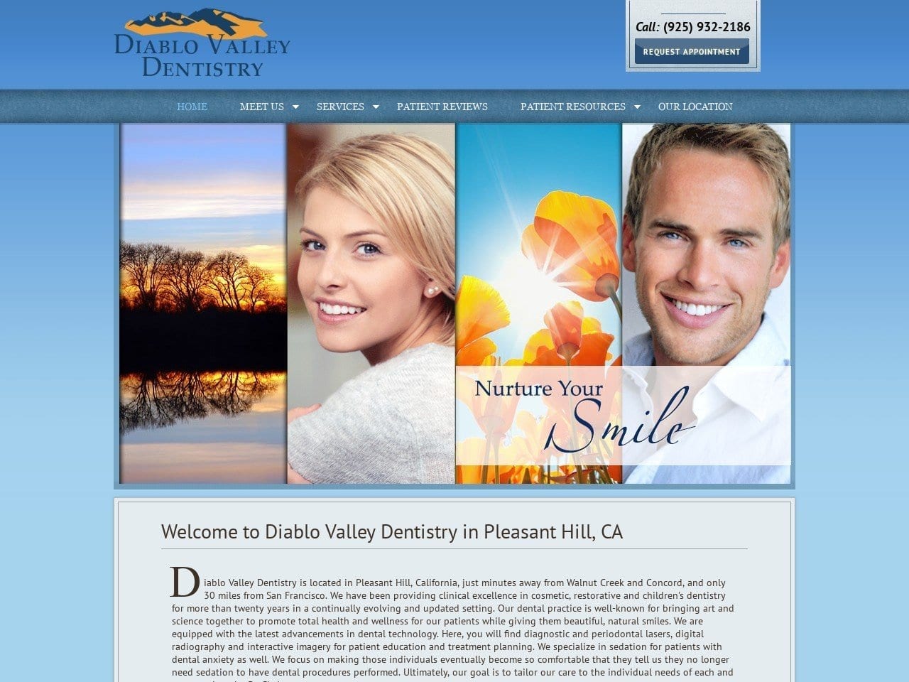 Diablo Valley Dentist Website Screenshot from diablovalleydentistry.com