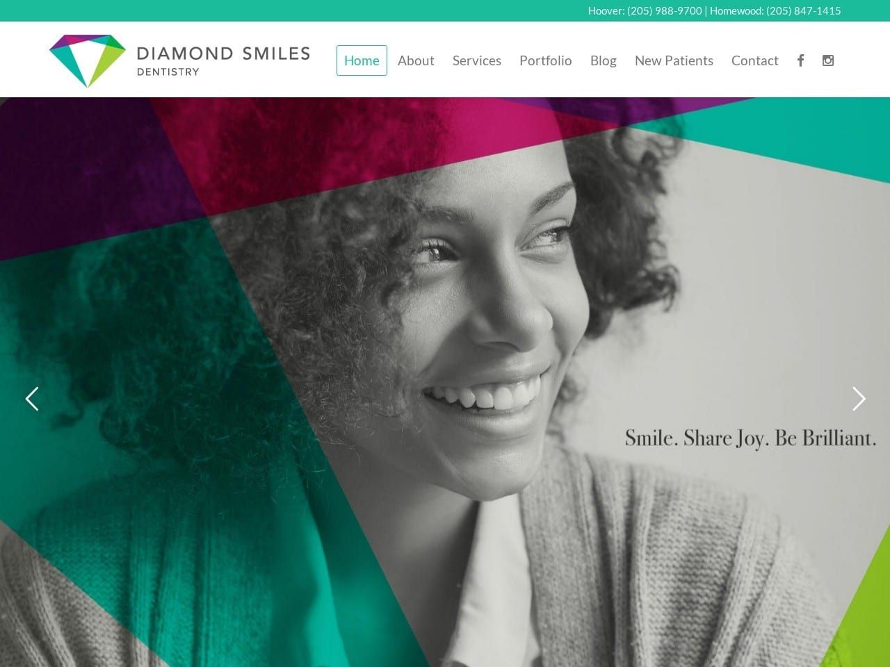 Diamond Smiles Website Screenshot from diamondsmiles.com