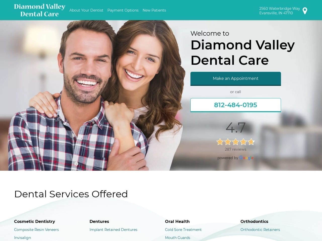 Diamond Valley Dental Care Website Screenshot from diamondvalleydental.com