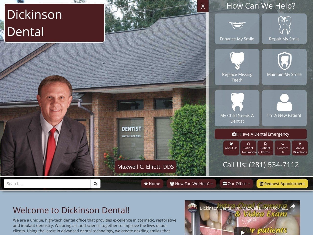 Elliott Max C DDS Website Screenshot from dickinsondental.com