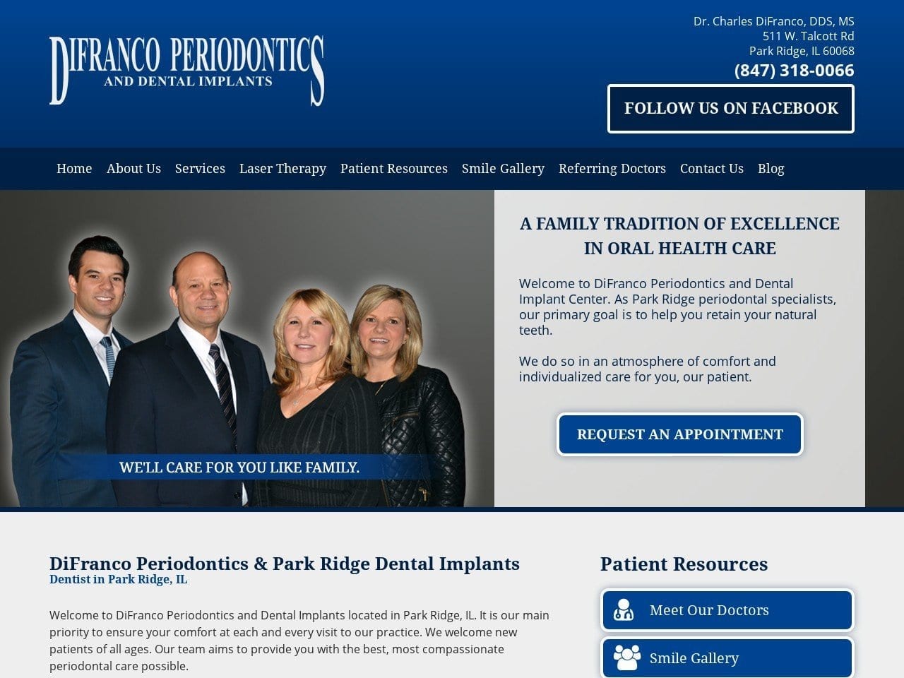 Di Franco Periodontics Website Screenshot from difrancoperiodontics.com