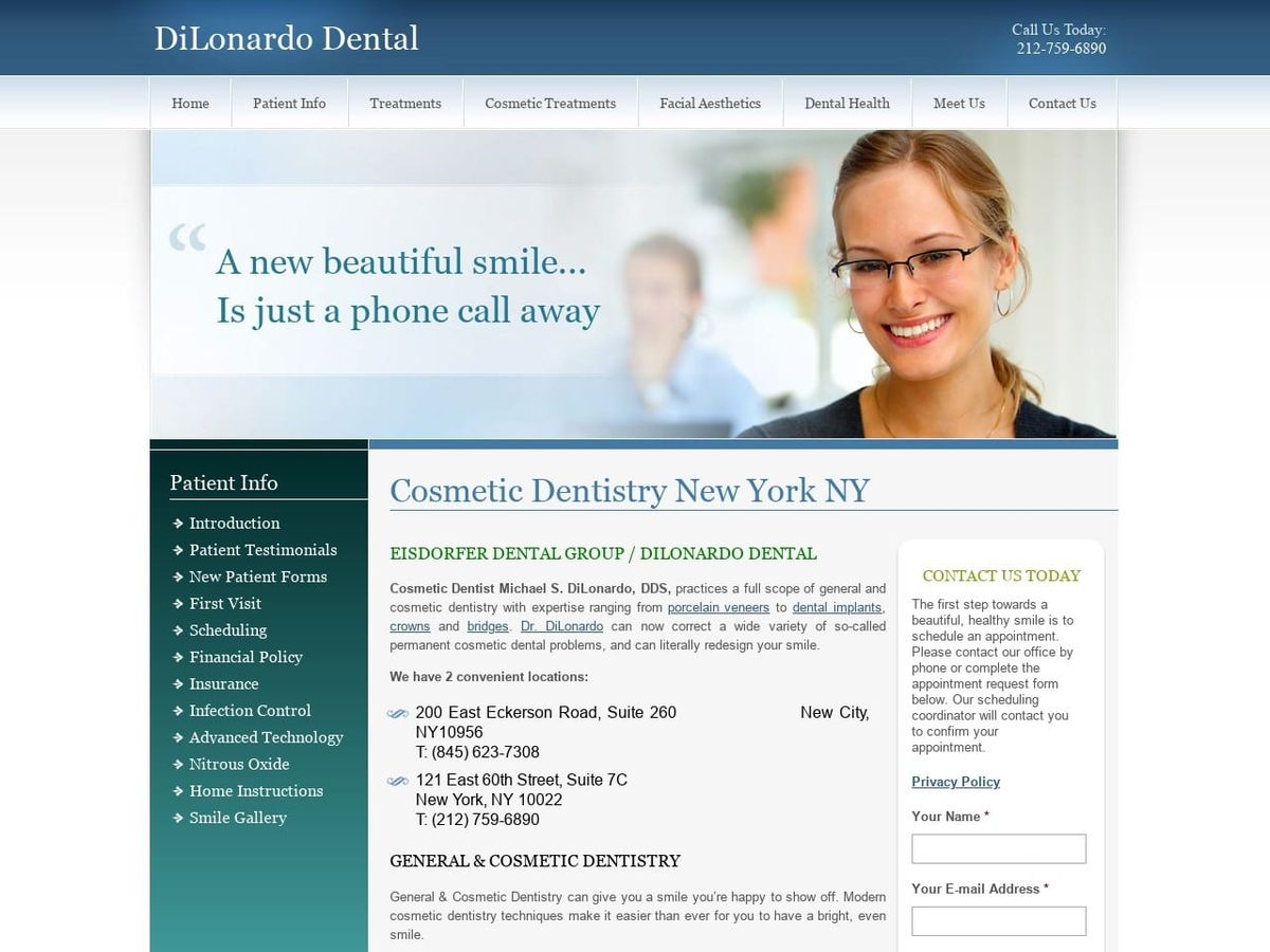 Dilonardo Dental Website Screenshot from dilonardodental.com