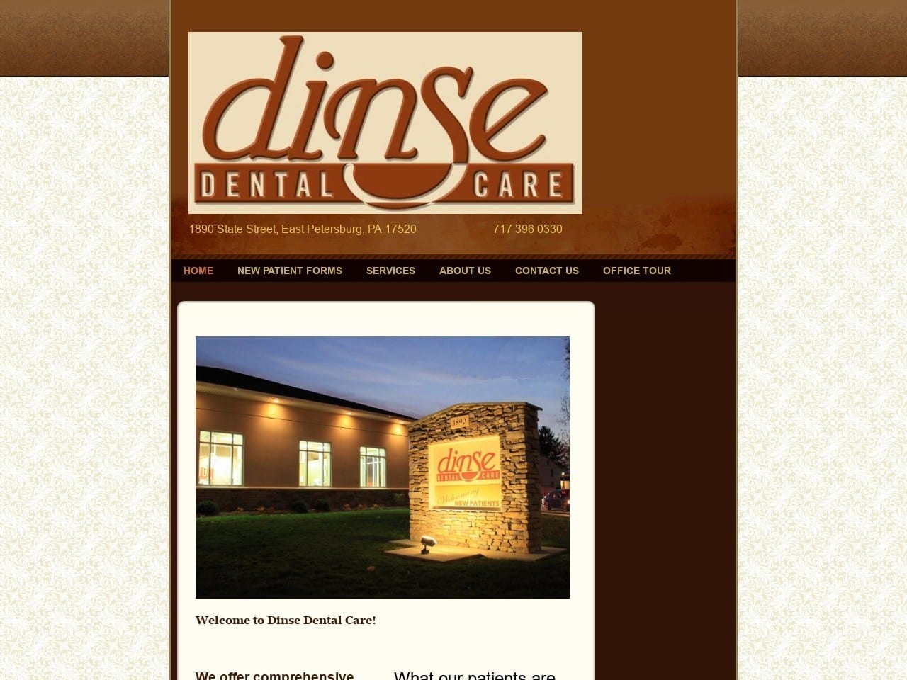 Dinse Dental Care Website Screenshot from dinsedentalcare.com