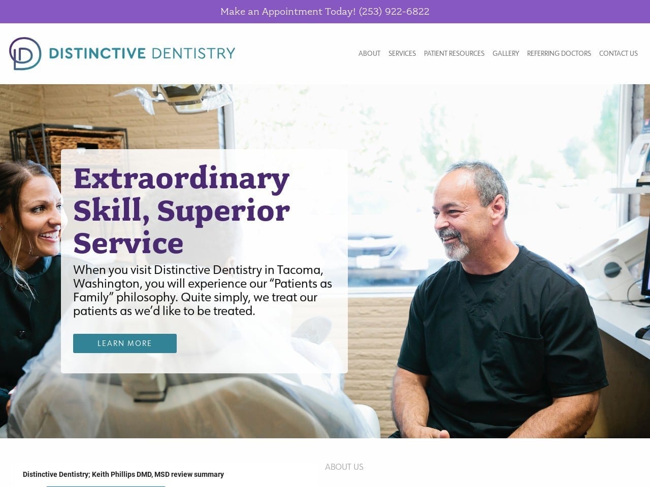 Distinctive Website Screenshot from distinctive-dentistry.com