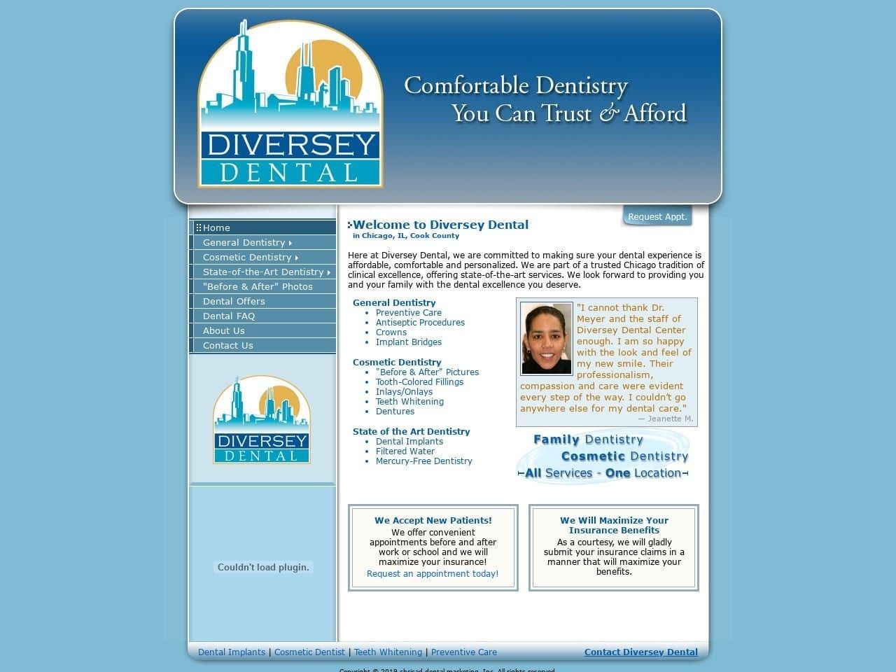 Diversey Dental Center Website Screenshot from diverseydental.com
