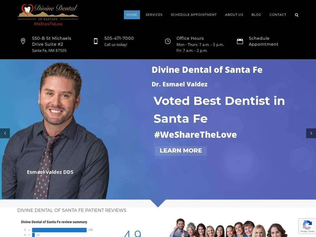 Divine Dental Website Screenshot from divinedentalofsantafe.com