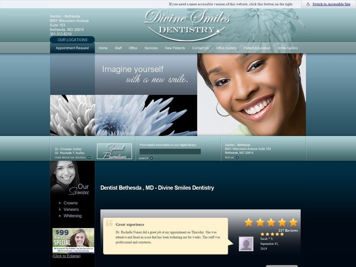 Divine Smiles Dentist Website Screenshot from divinesmilesdentistry.com