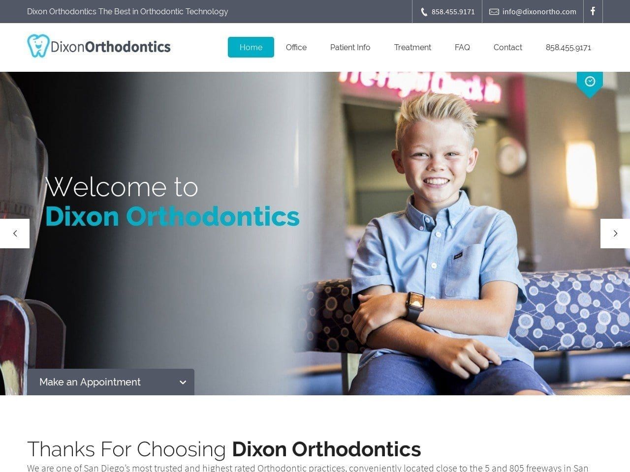 Dixon Orthodontics Website Screenshot from dixonortho.com