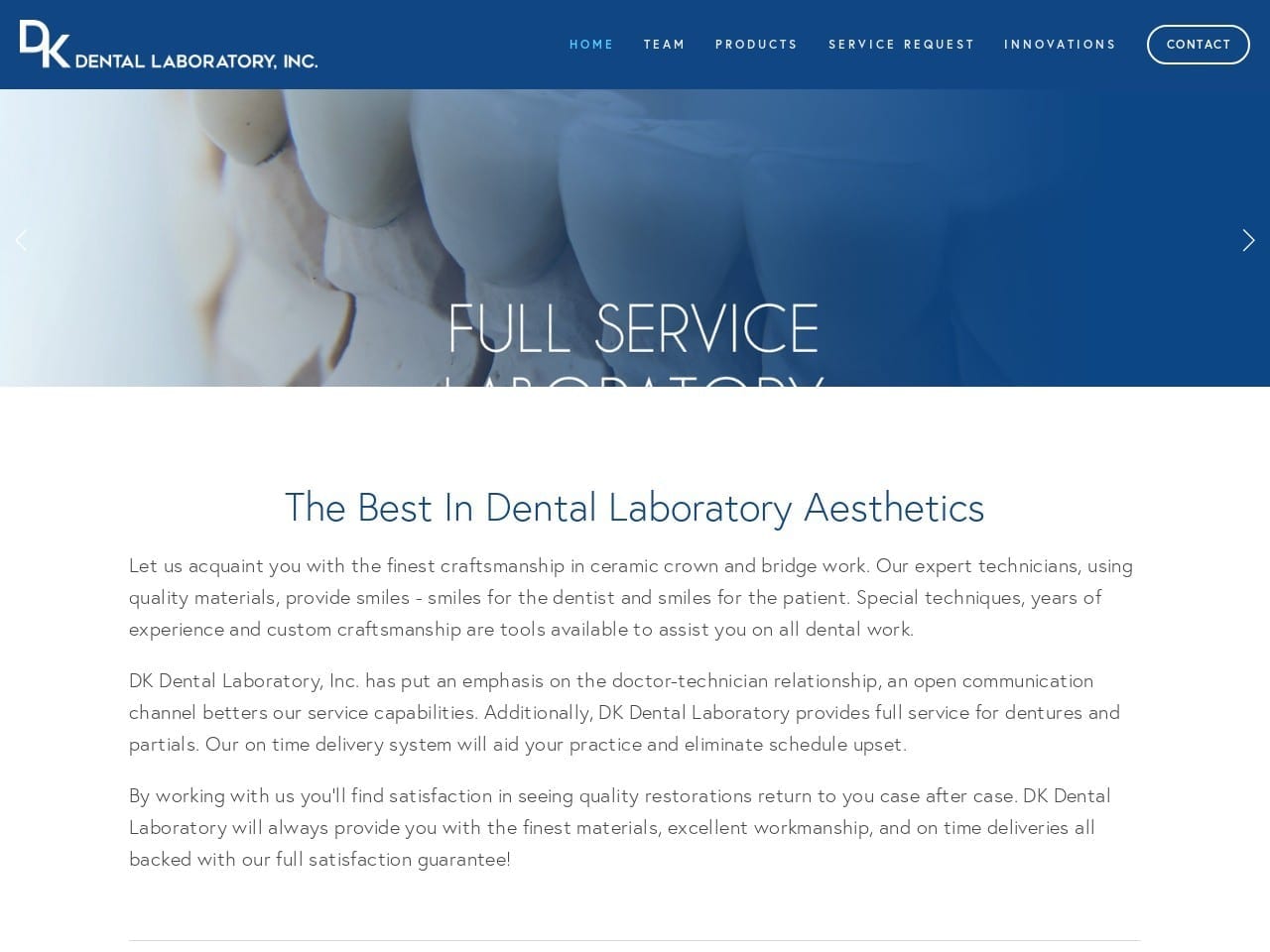 D K Dental Lab Website Screenshot from dkdentallab.com