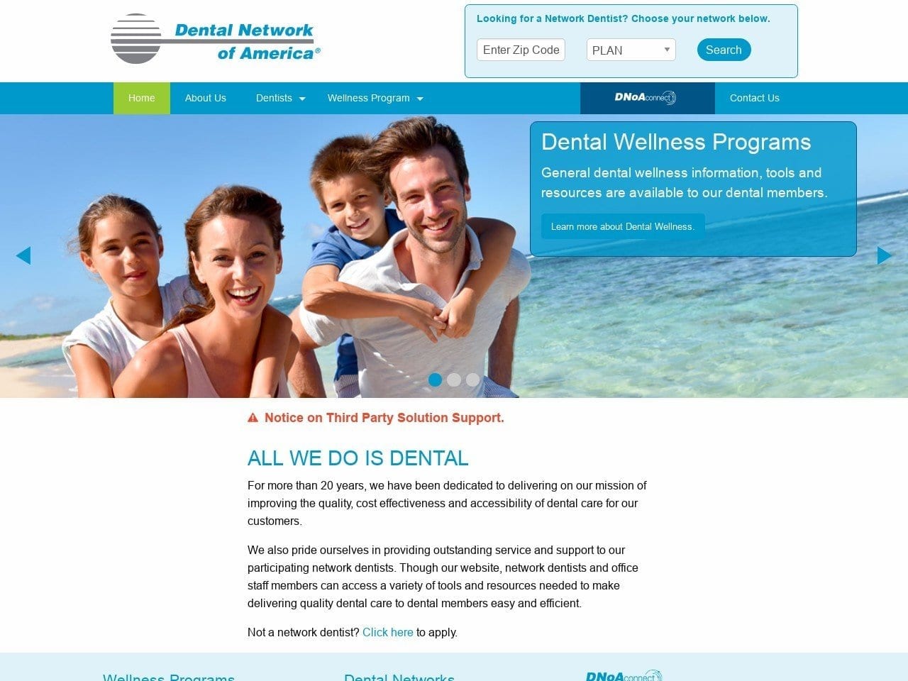 Dental Network of America Website Screenshot from dnoa.com